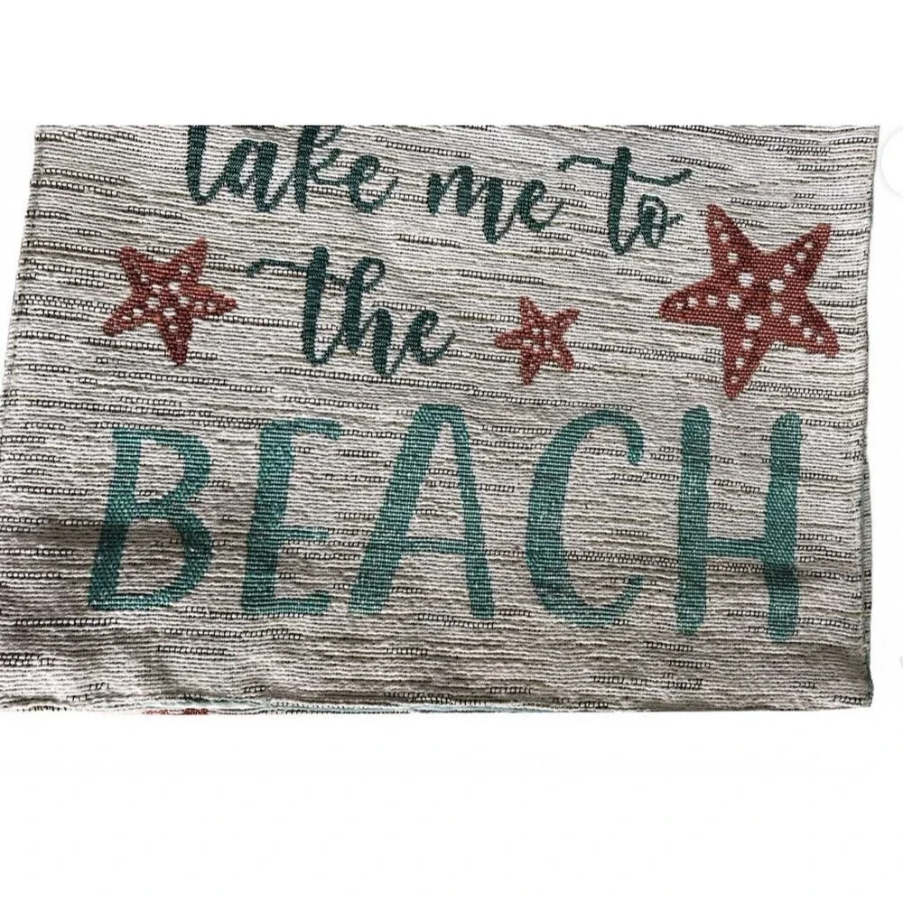 Starfish Table Runner Tapestry Take Me to The Beach Lined Summer Tropical 13x72